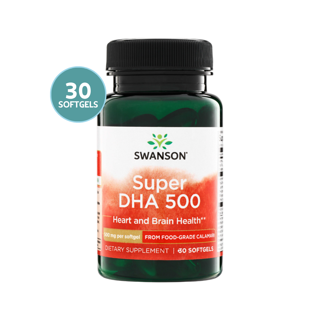 Swanson Super DHA 500mg 30 Softgels | DHA de Calamar de Grado Alimentario
