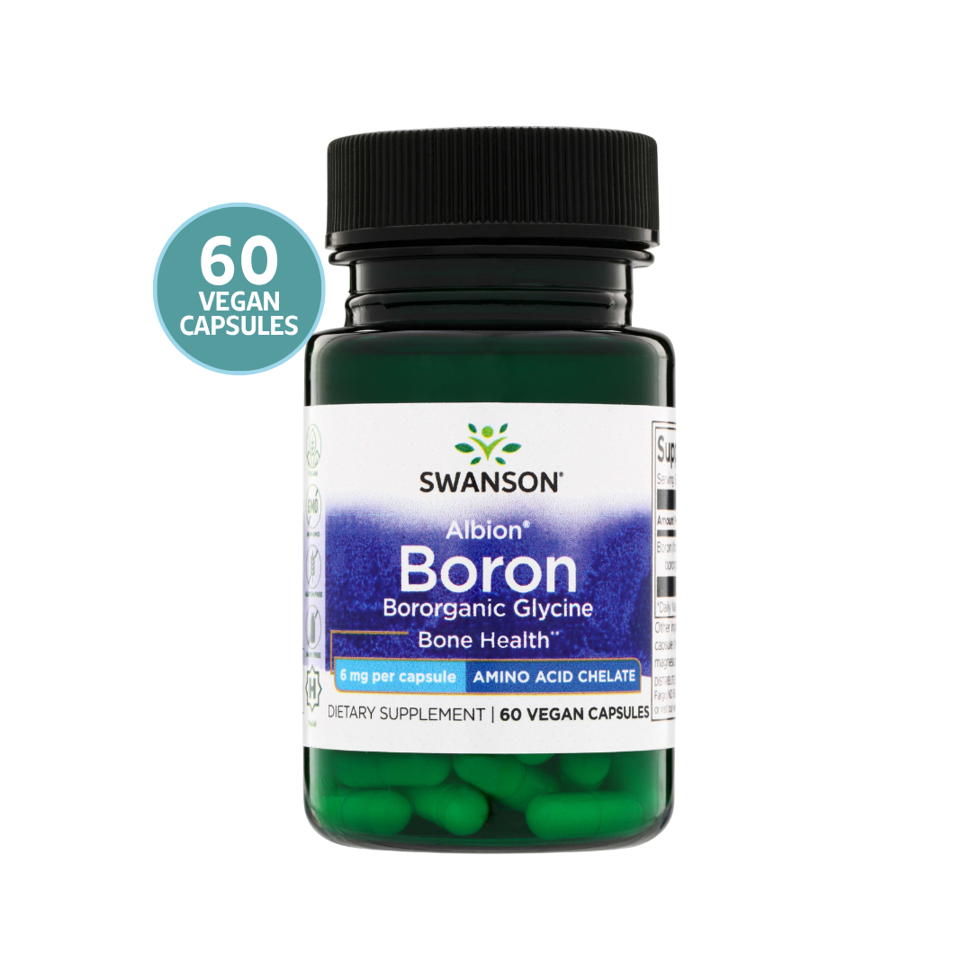 Swanson Albion Boron 6 mg | Boro Quelado Bororganic Glycine® – 60 Cápsulas
