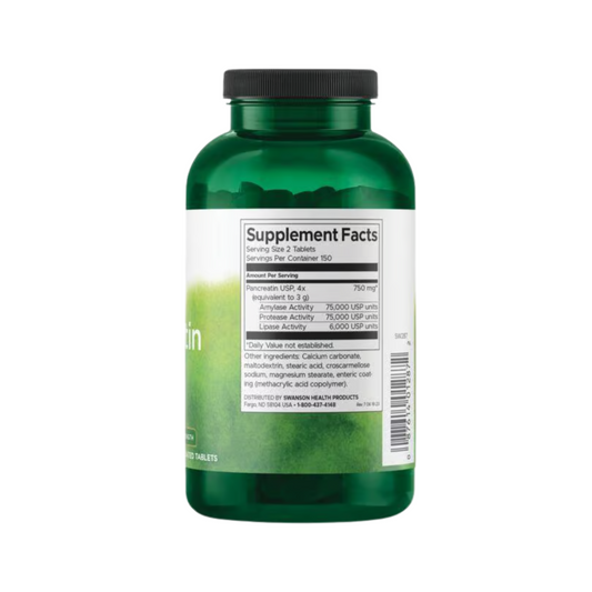 Swanson Pancreatin 4X 375 mg 300 Tabletas