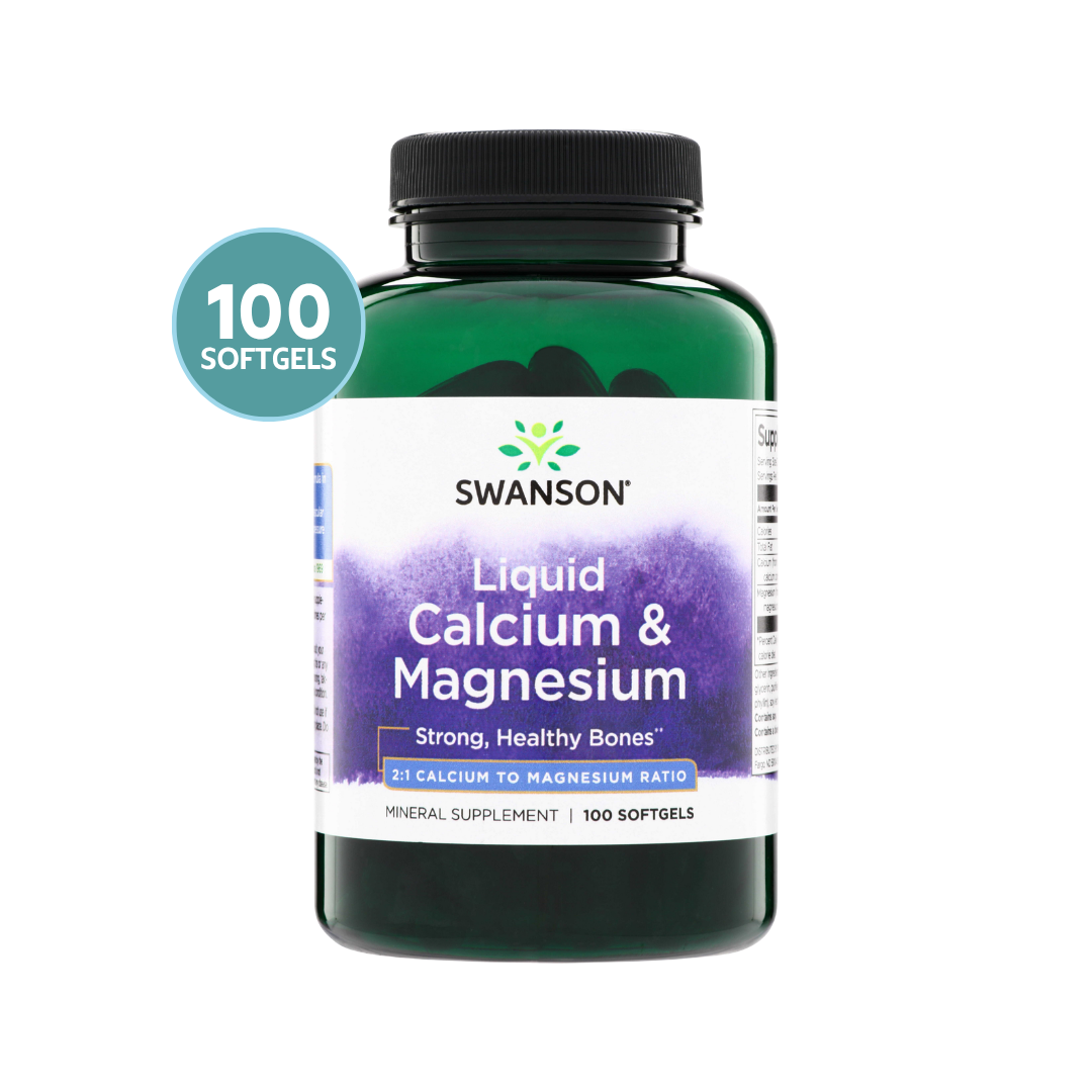 Swanson Liquid Calcium & Magnesium | Calcio + Magnesio Líquido – 100 Softgels