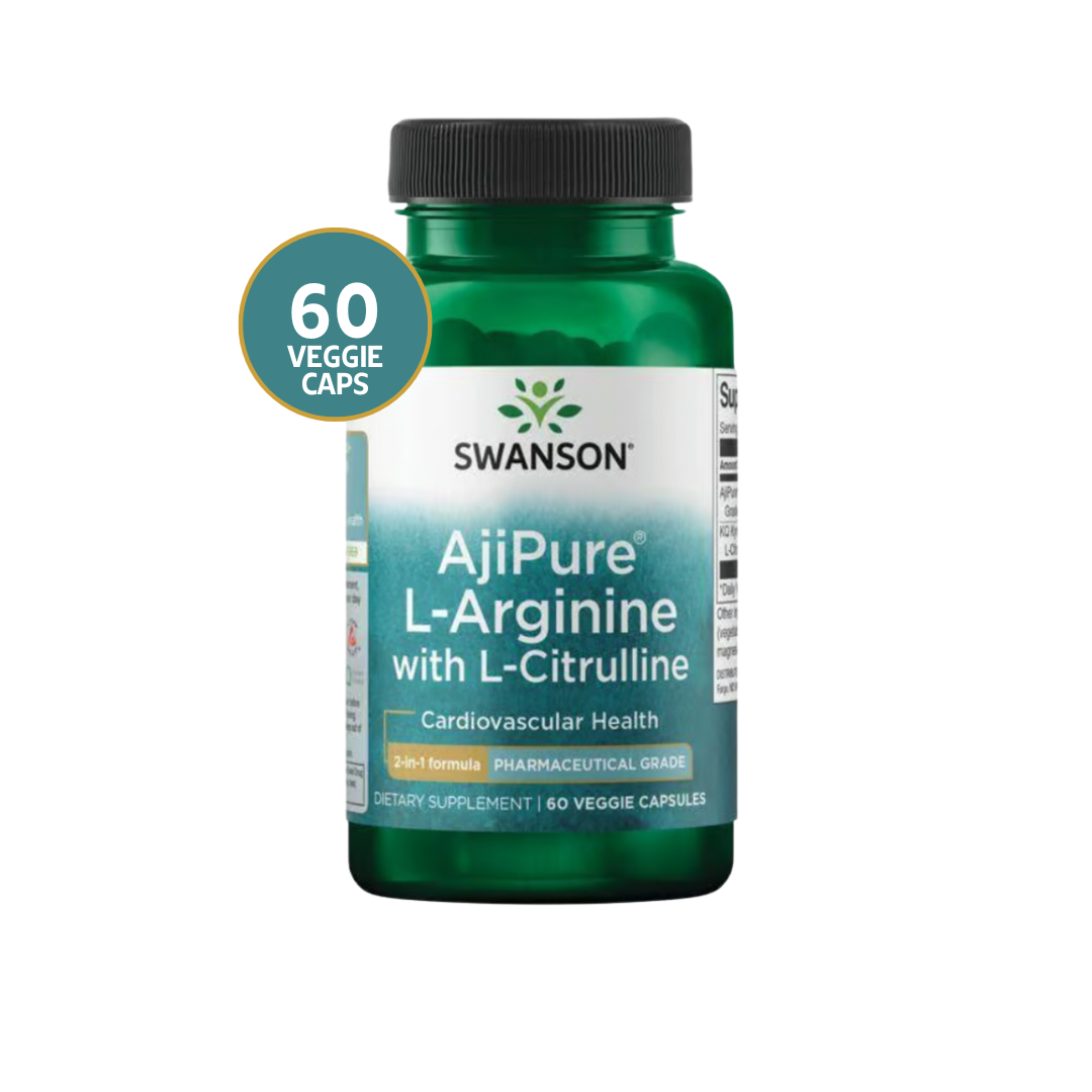 Swanson Ajipure L-arginine With L-citrulline Pharmaceutical Grade 60 Veggie Caps