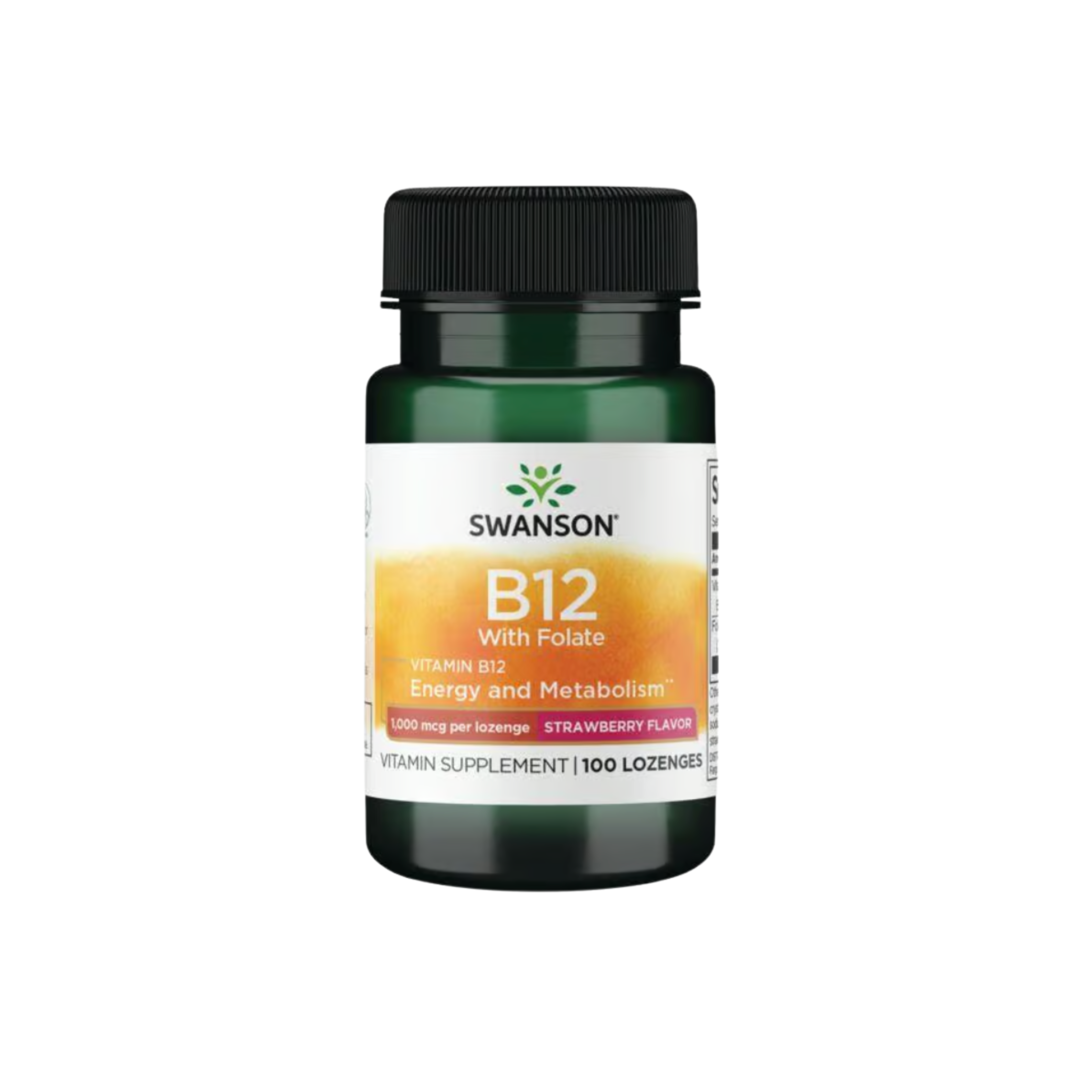 Swanson Vit1amin B12 With Folate - Strawberry Flavor 1000mcg