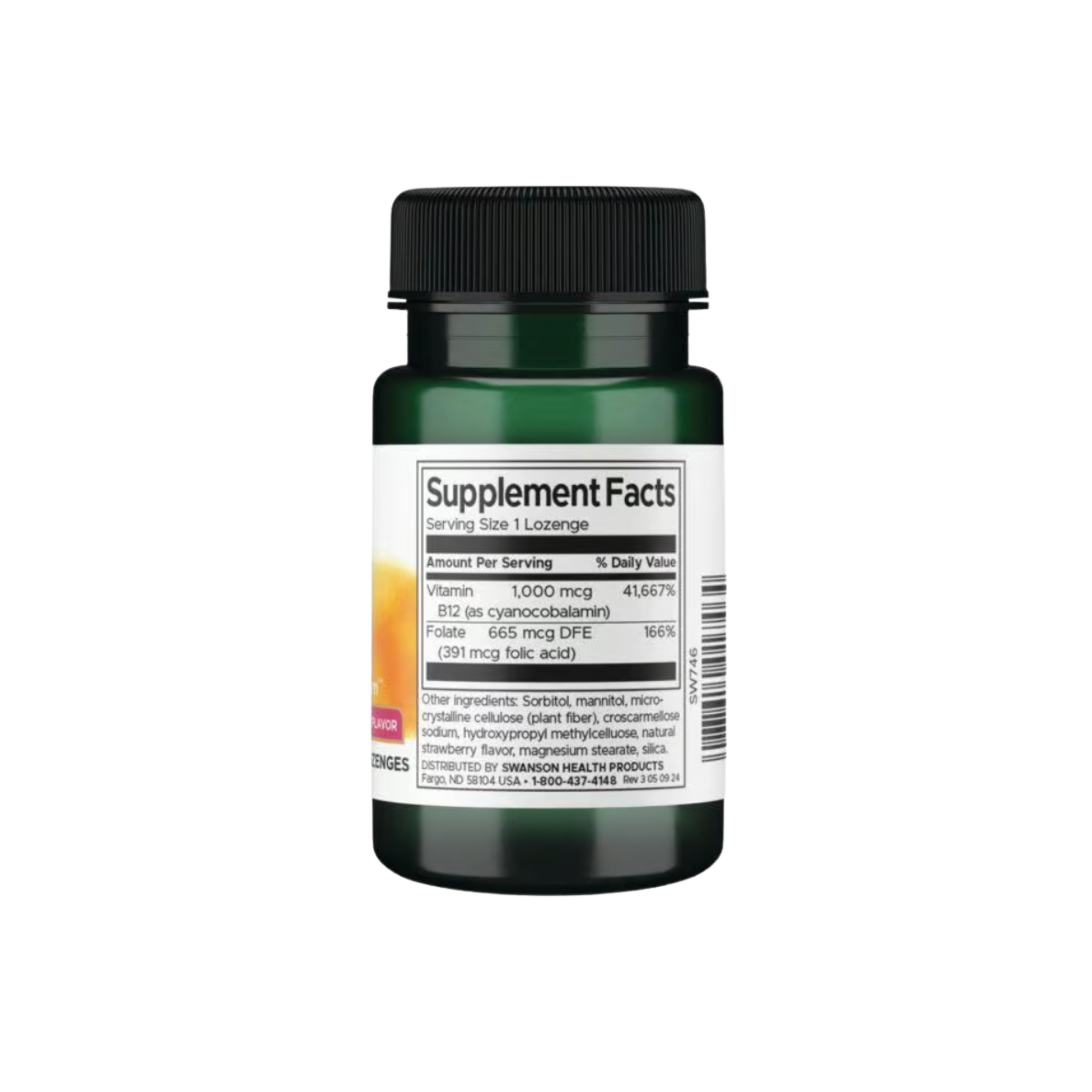 Swanson Vit1amin B12 With Folate - Strawberry Flavor 1000mcg