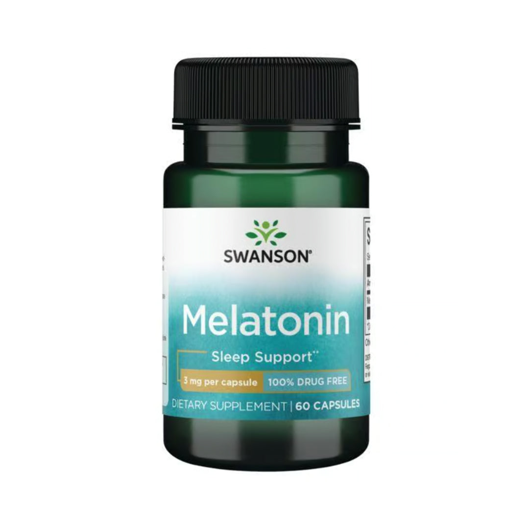 Swanson Melatonin 100% Drug Free 3mg 60 Cápsulas