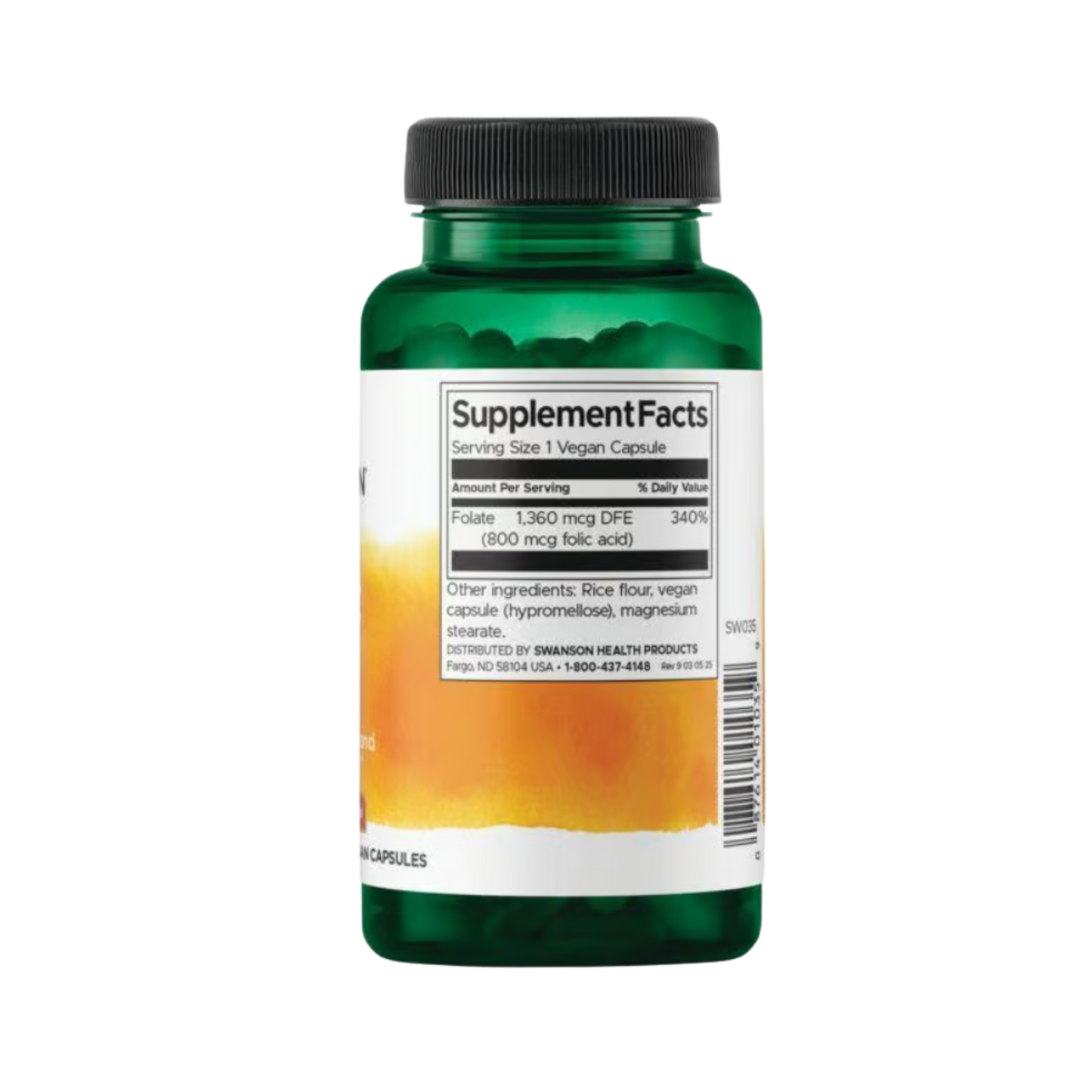 Swanson Premium Acid Folic 800mcg 250 Vegan Caps