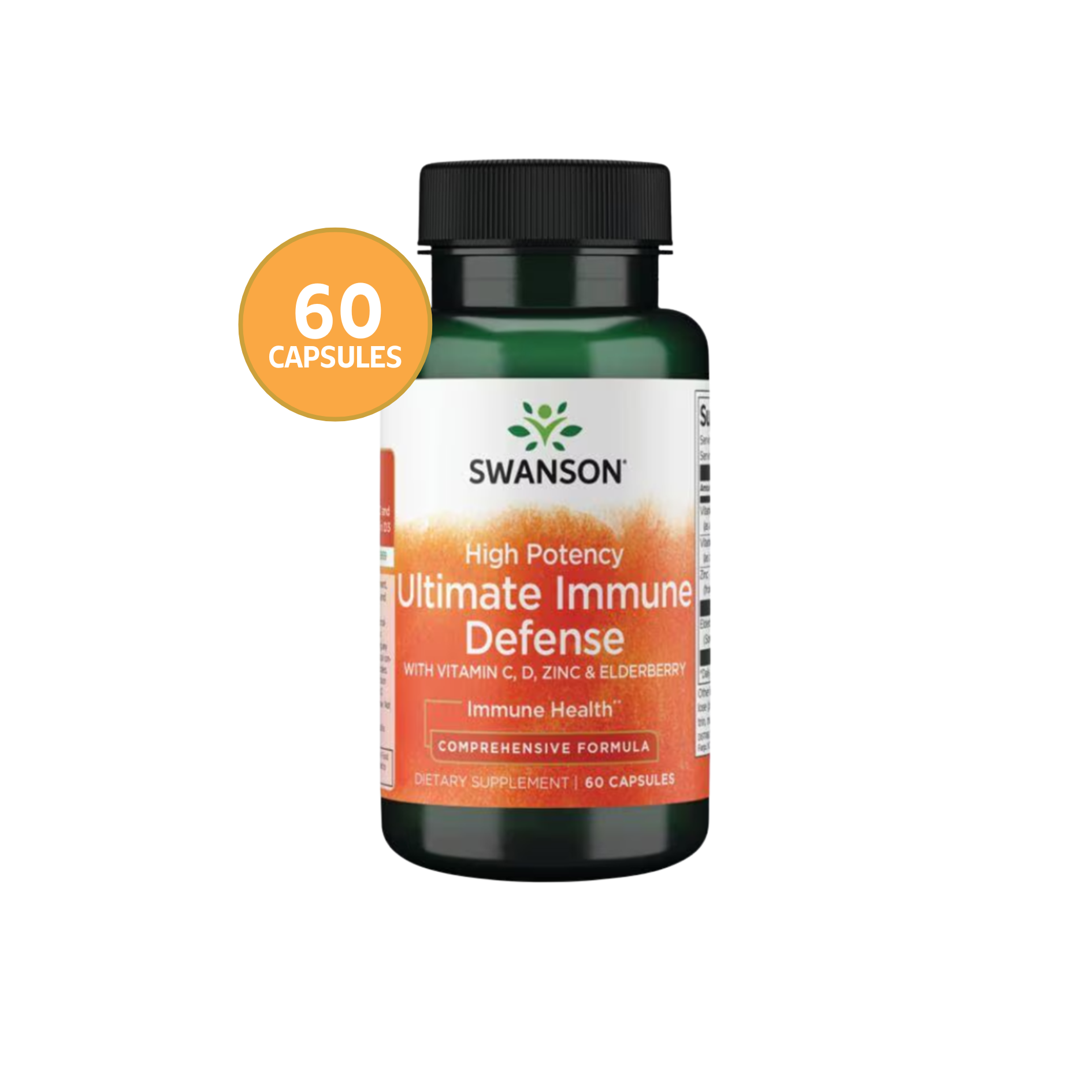 Swanson Defensa Inmune Vitamina C + D + Zinc | 60 Cápsulas · Sistema Inmune Triple