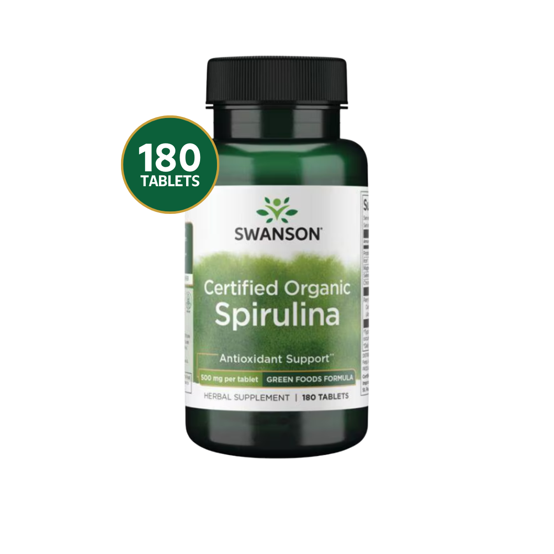 Swanson Certified Organic Spirulina 500 Mg 180 Tabs