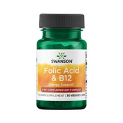 Swanson Folic Acid & B12 30 Veg Caps