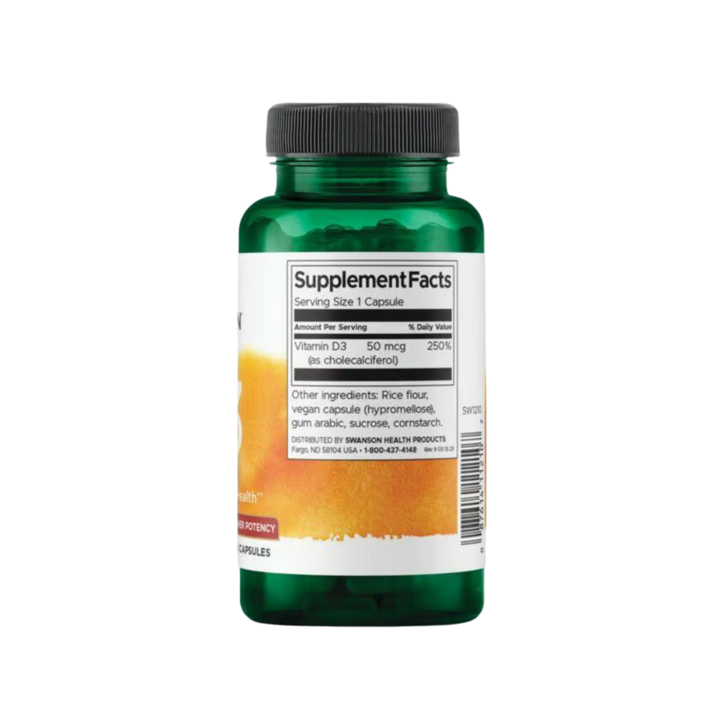 Swanson Higher Potency Vitamin D3 2000 UI (50 mcg) - 250 Caps