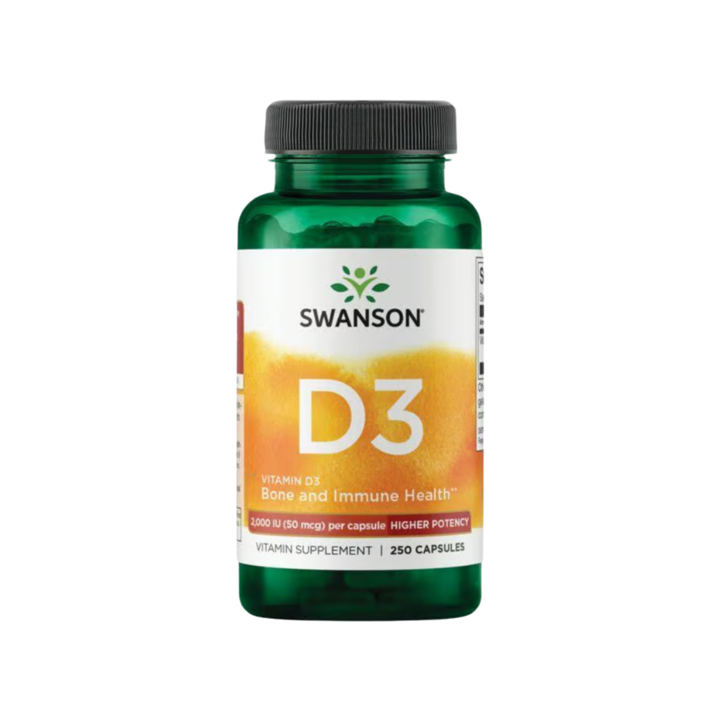 Swanson Higher Potency Vitamin D3 2000 UI (50 mcg) - 250 Caps