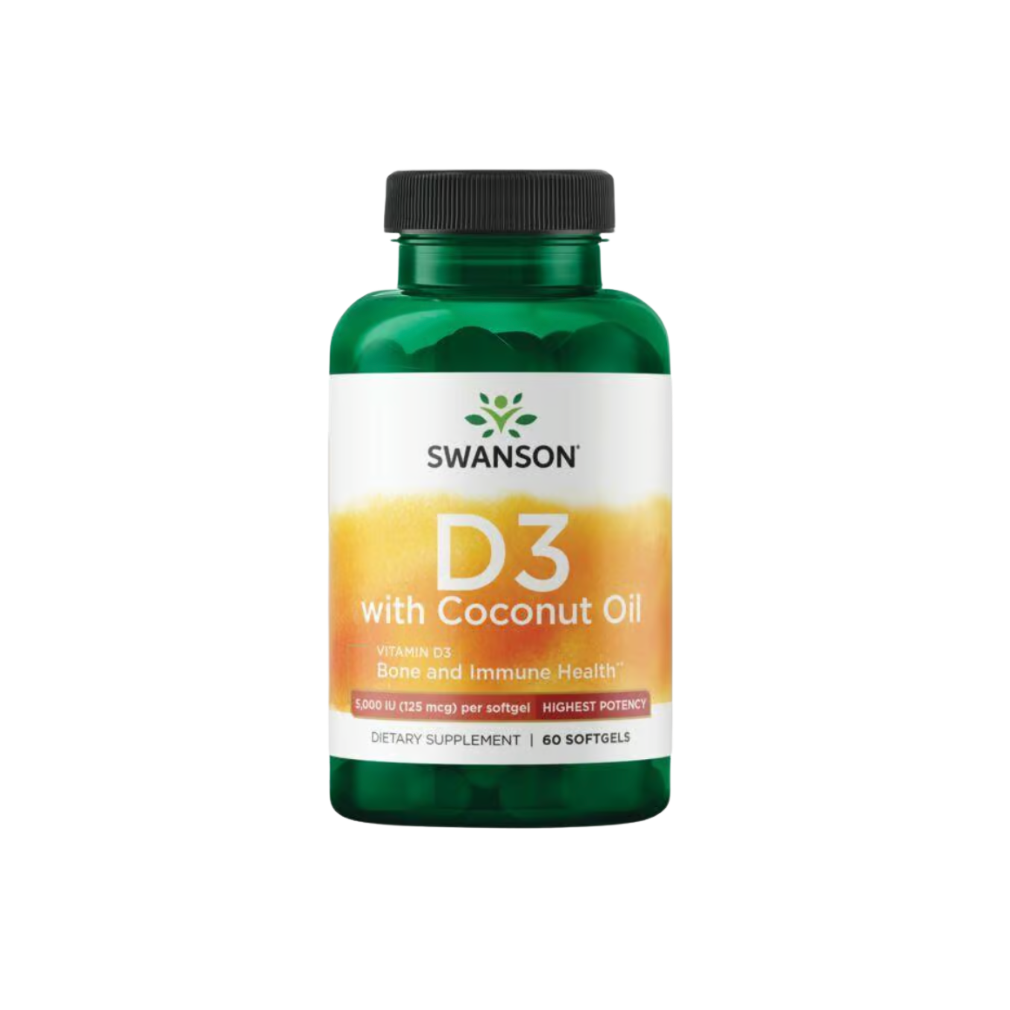 Swanson Ult Vit D3 With Coconut Oil High Potency 60 Softgels
