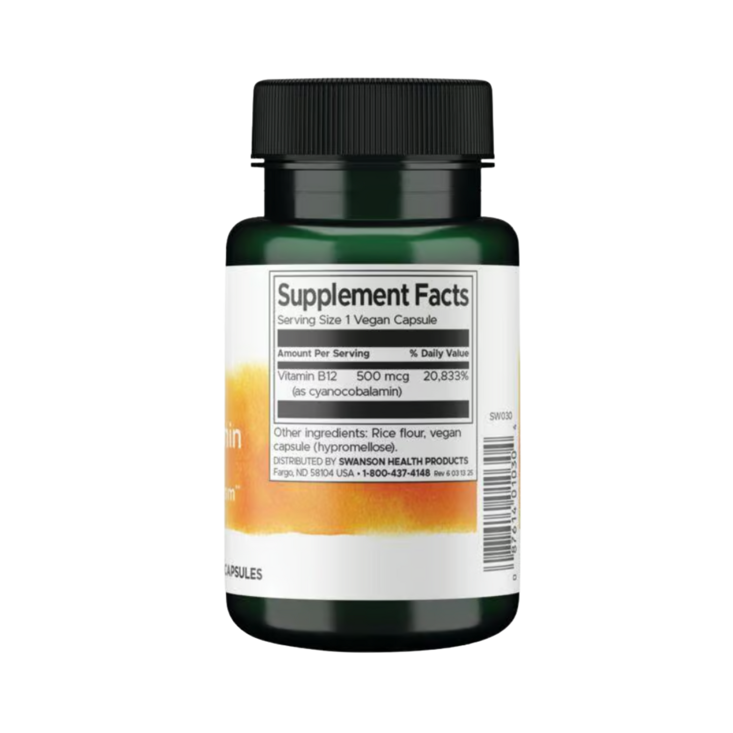 Swanson Premium Vitamina B12 Cyanocobalamin 500mg 100 Caps