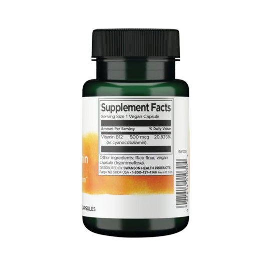 Swanson Premium Vitamina B12 Cyanocobalamin 500mg 100 Caps