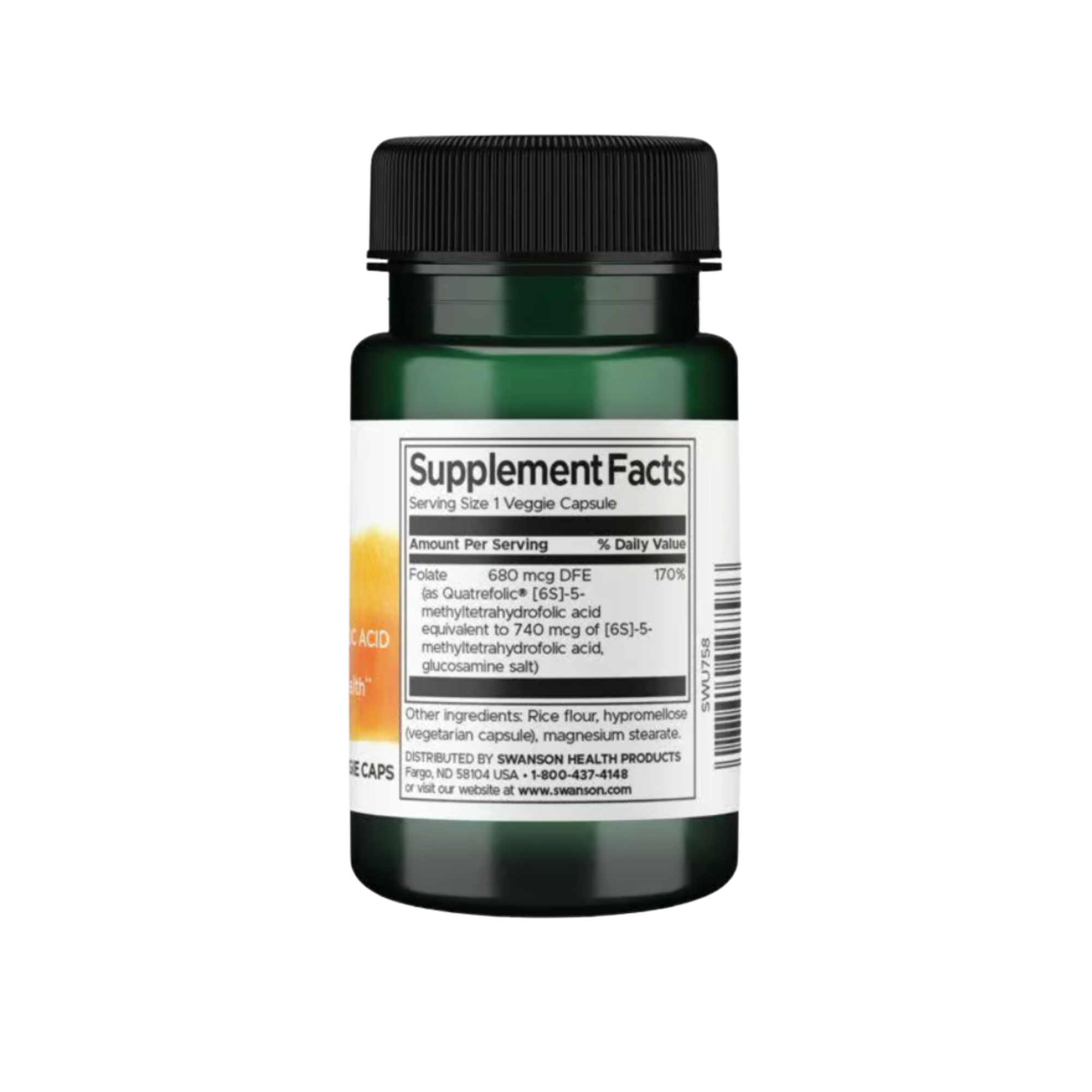 Folate 5-Methyltetrahydrofolic Acid Swanson 30  Capsulas