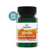 Swanson Biotin 10.000mcg 60 Cápsulas Veganas | Biotina de Liberación Prolongada