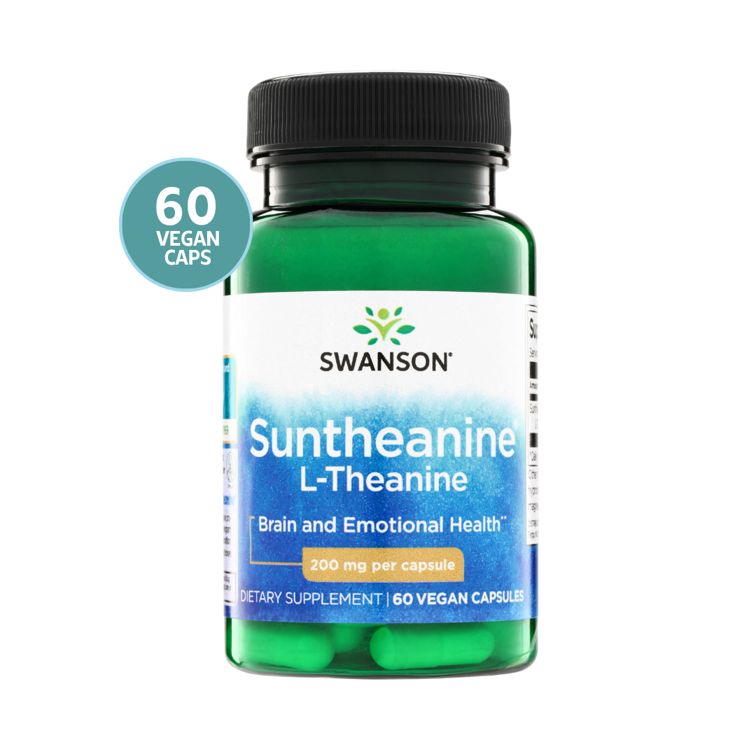 Swanson Suntheanine® L-Theanine 200 mg | L-Teanina de Alta Calidad – 60 Veg Caps