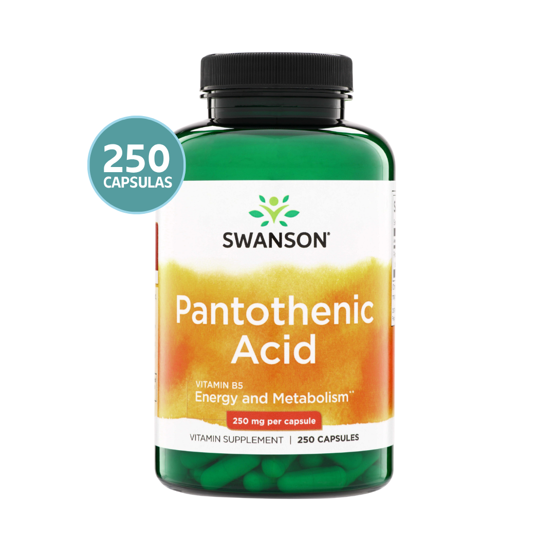 Swanson Pantothenic Acid 250 mg | Ácido Pantoténico (Vitamina B5) – 250 Cápsulas
