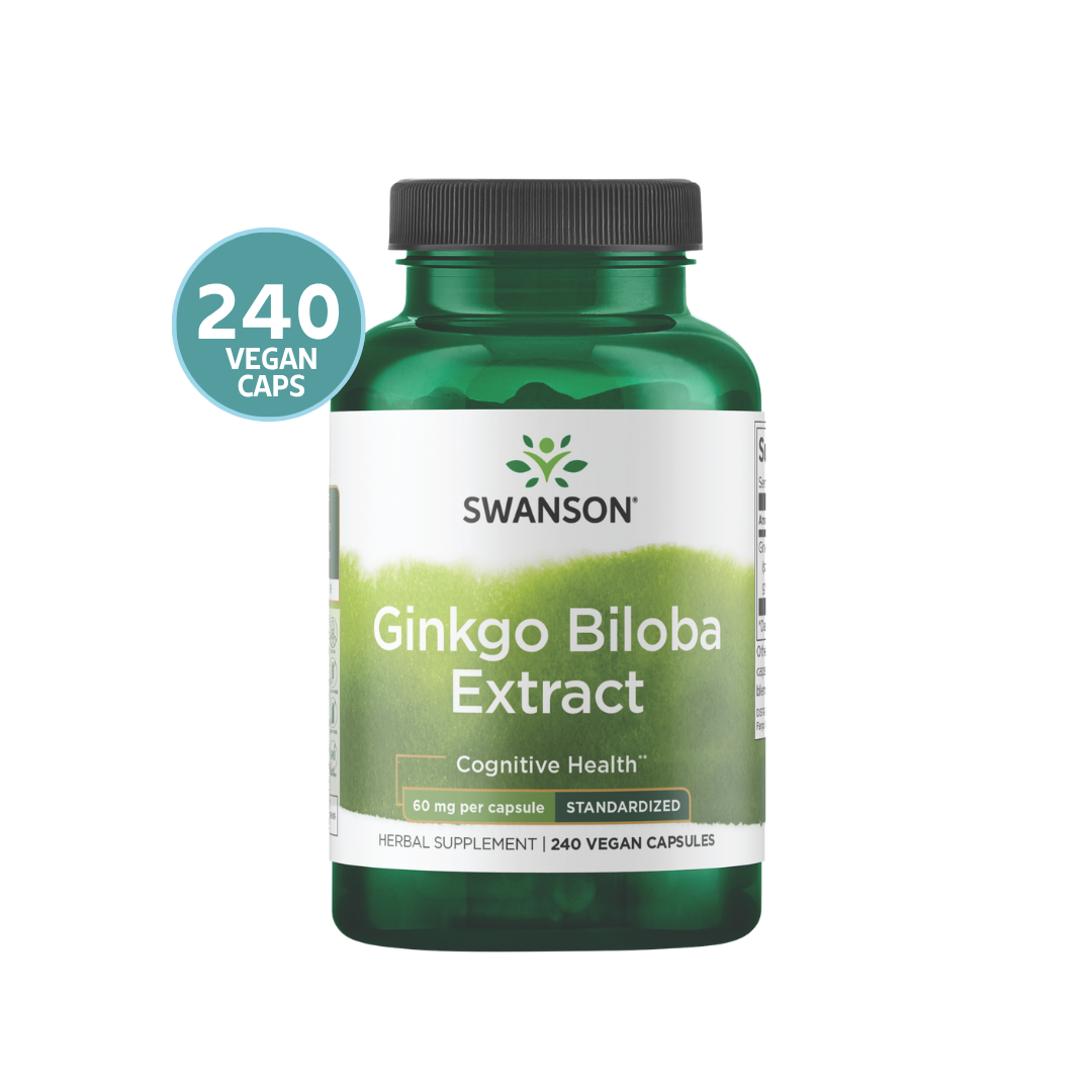 Swanson Ginkgo Biloba Extract 60 mg | Extracto Estandarizado de Ginkgo Biloba