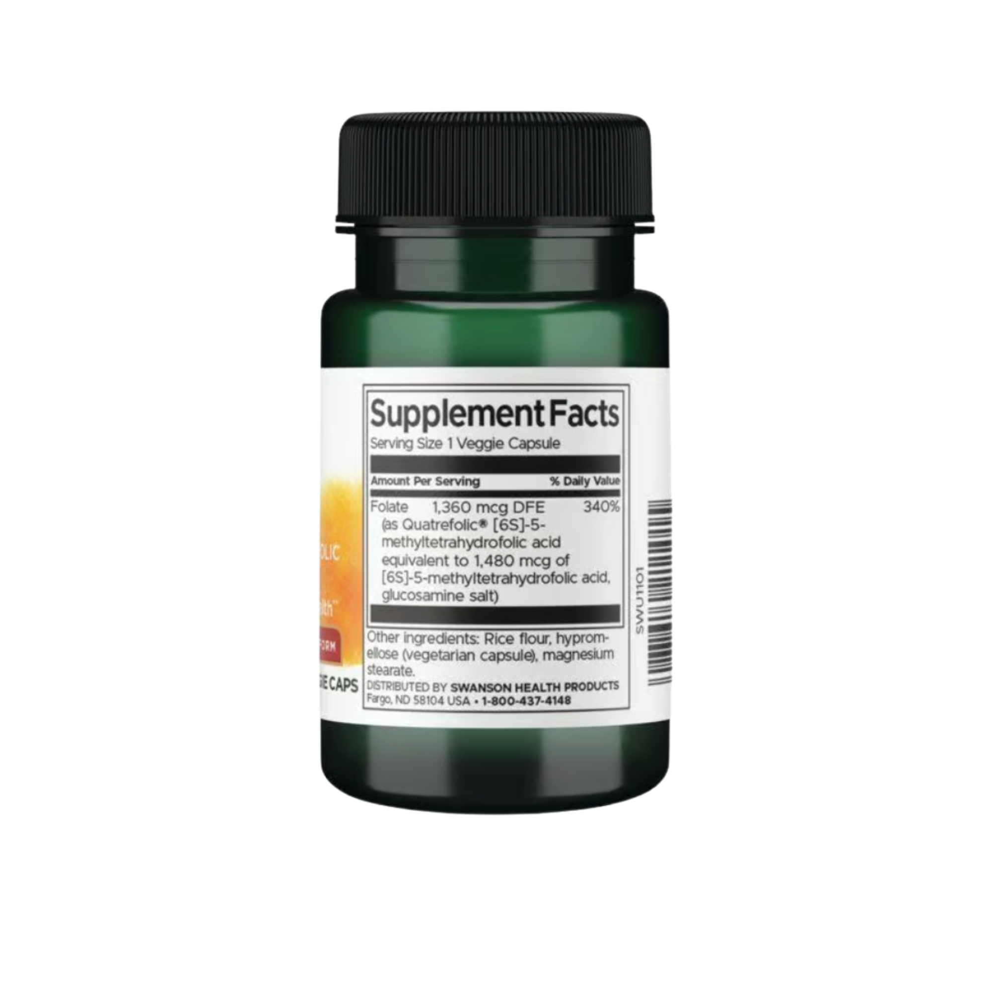 Folate 5-Methyltetrahydrofolic Swanson Acid 30 Veggie Capsulas