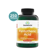 Swanson Pantothenic Acid 500 mg | Ácido Pantoténico (Vitamina B5) – 250 Cápsulas