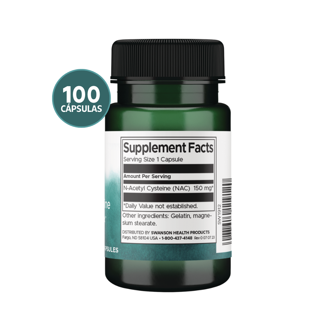 Swanson NAC N-Acetil Cisteína 150mg | 100 Cápsulas · Antioxidante y Hepático