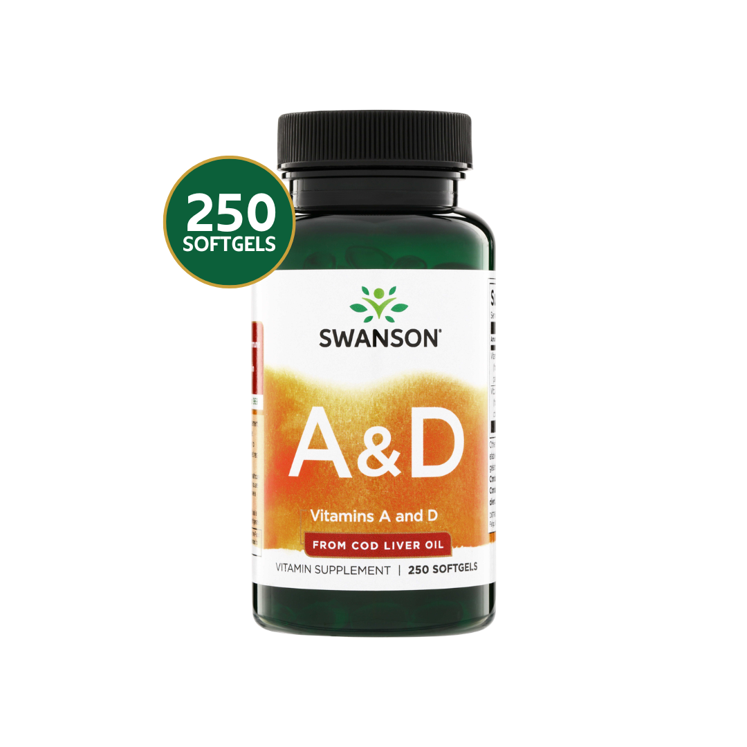 Swanson Vitaminas A + D | 250 Softgels · Salud Visual, Ósea e Inmune