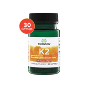 Swanson Vitamina K2 50 mcg | 30 Softgels · Salud Ósea y Cardiovascular