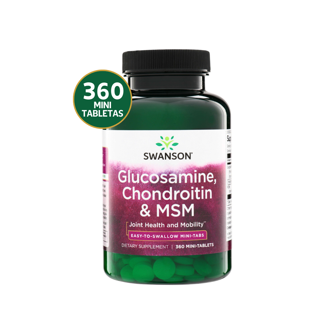 Swanson Glucosamina + Condroitina + MSM | 360 Mini Tabletas · Articulaciones Familiar