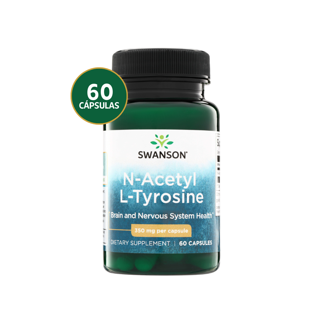 Swanson N-Acetil L-Tirosina 350 mg | 60 Cápsulas · Concentración y Estado de Ánimo