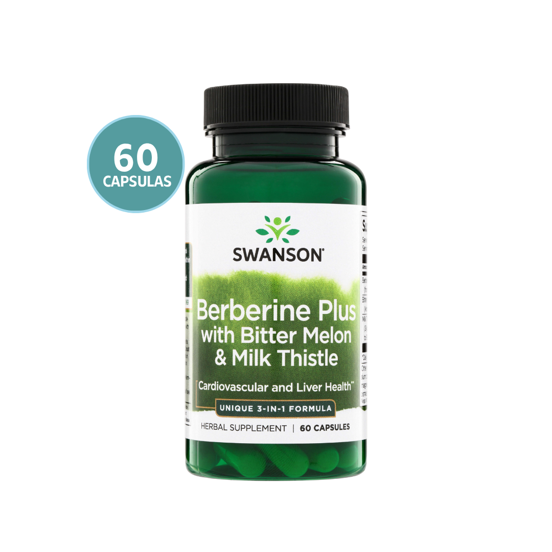 Swanson Berberine Plus 3 in 1 Formula | Fórmula de Berberina – 60 Cápsulas