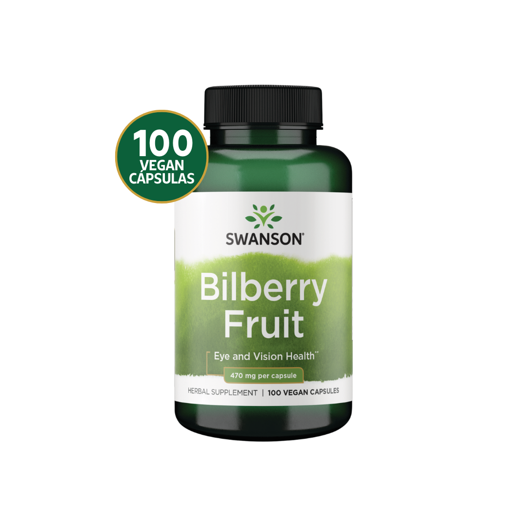 Swanson Arándano Bilberry 470 mg | 100 Cápsulas Veganas · Salud Visual y Antioxidante