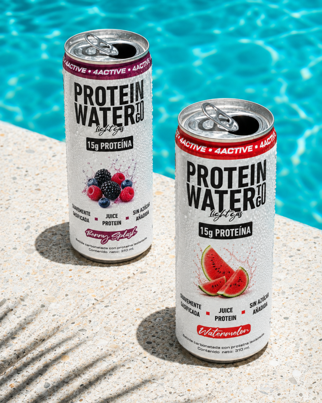 4Active Protein Water To Go Light Gas 15g Proteína 310 ml | Bebida Proteica