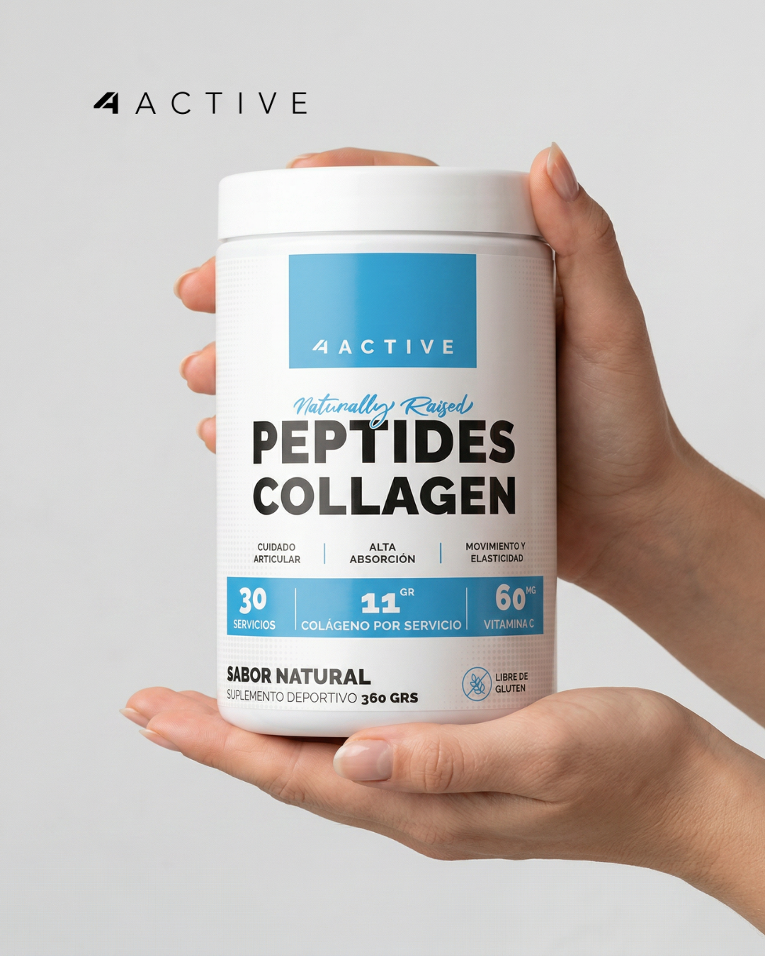 4Active Peptides Collagen 360 g | 30 Servicios · 11 g Colágeno · Con Vitamina C