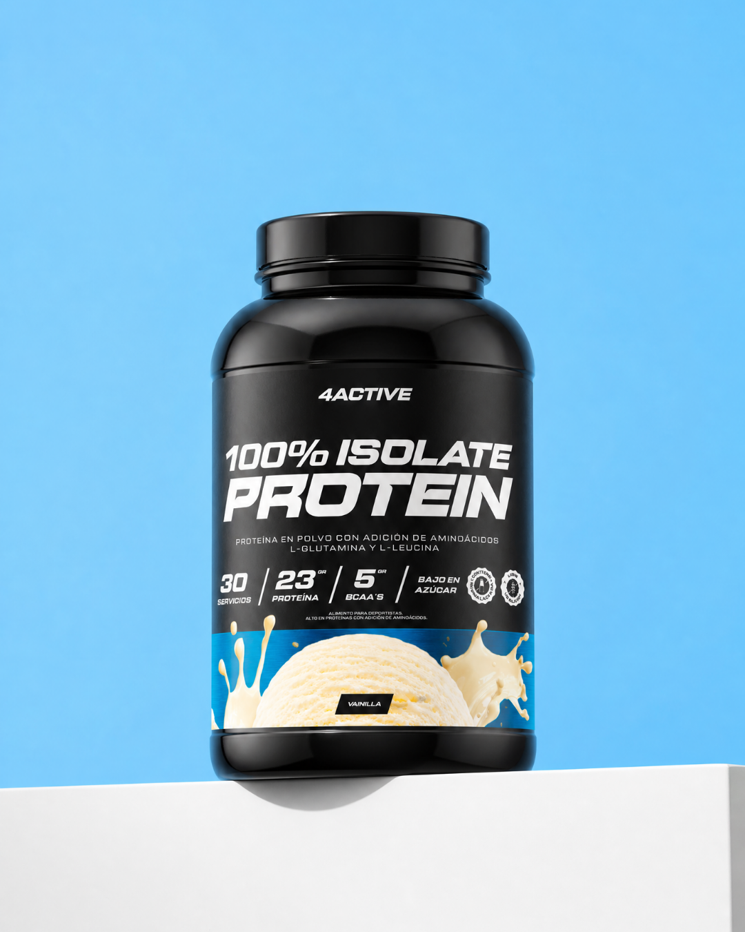 4Active 100% Isolate Protein 30 Servicios | Proteína Aislada 24g de Proteína, 5g BCAA y Bajo en Azúcar