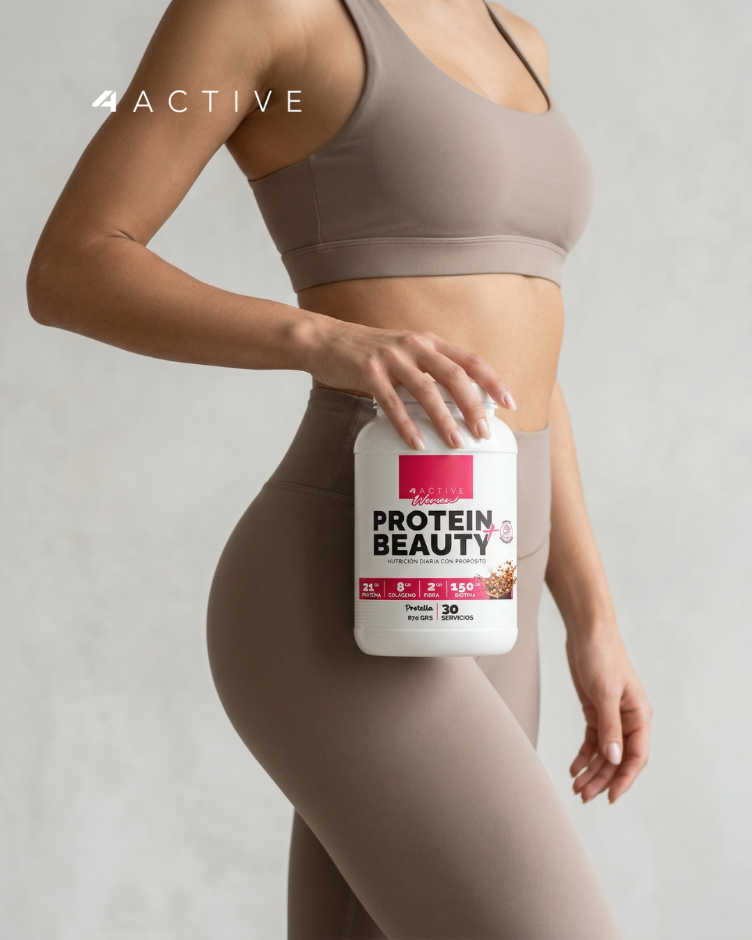 4Active Women Protein Beauty | 30 Servicios · 22g Proteína + 8g Colágeno + 2g Fibra + Biotina