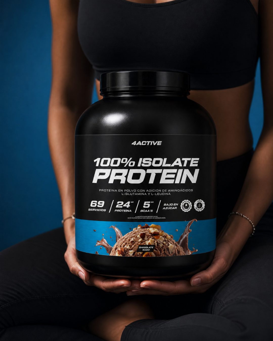 4Active 100% Isolate Protein 2000 G | Proteína Aislada 24g de Proteína, 5g BCAA y Bajo en Azúcar