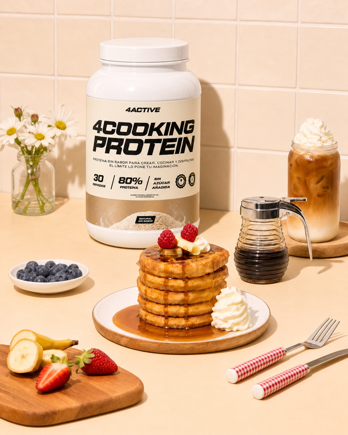 4Active 4Cooking Protein 30 Servicios | 80% Proteína Sin Sabor para Cocinar