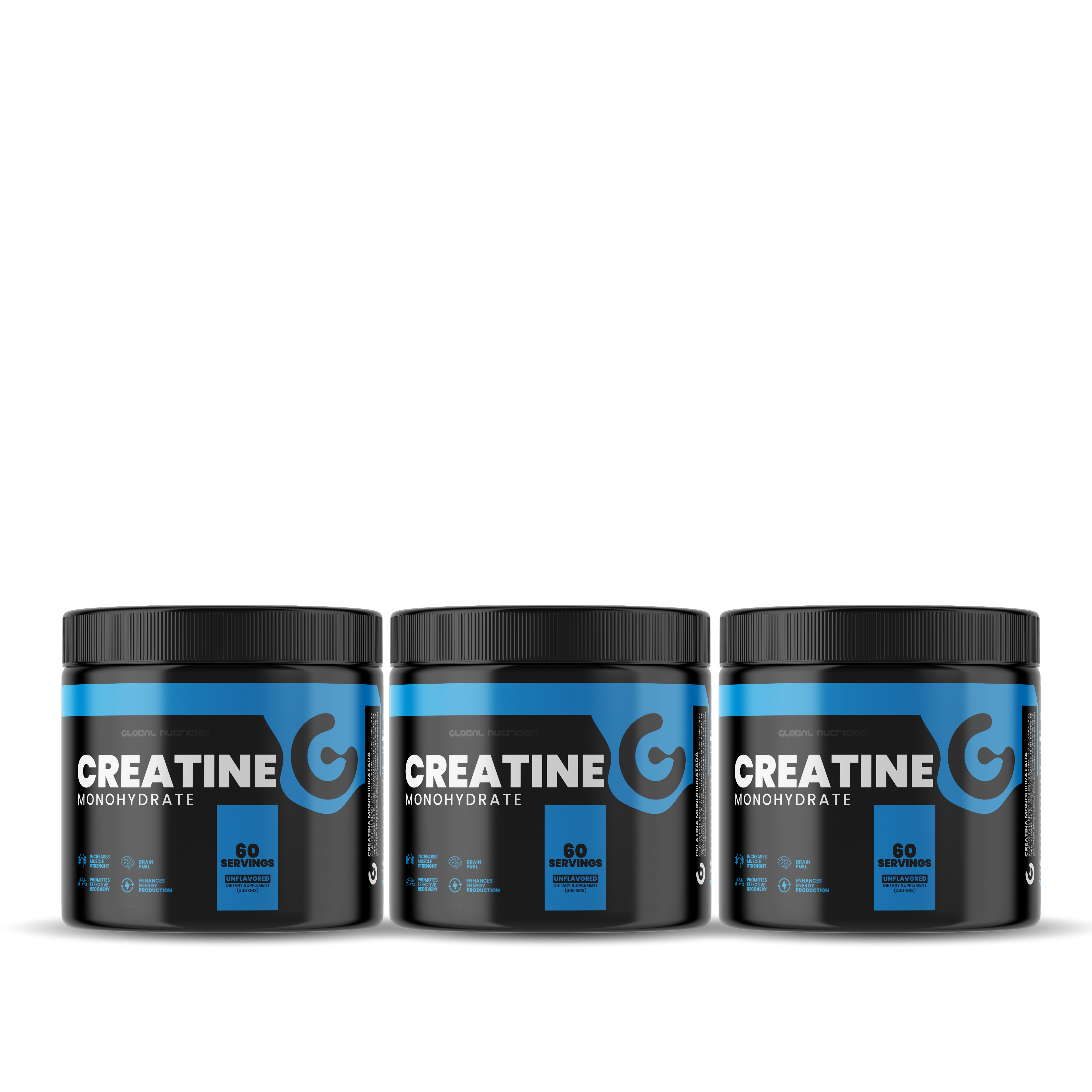 3x $32.990 Creatina Monohydrate 300 Grs - 60 Servicios Global Nutrition