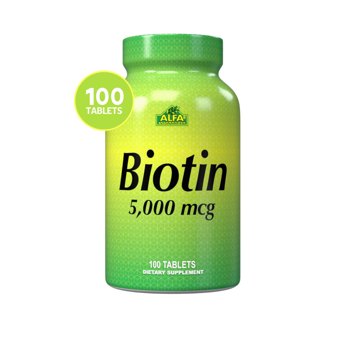 Biotin Alfa Vitamins 5,000 mcg 100 tabletas