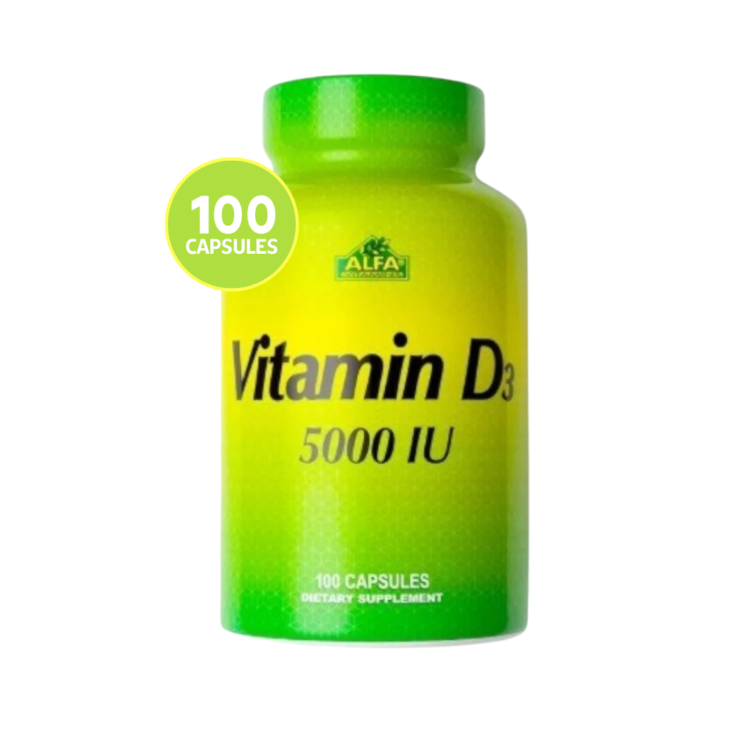 Vitamina D3 Alfa Vitamins 5000 IU 100 cápsulas