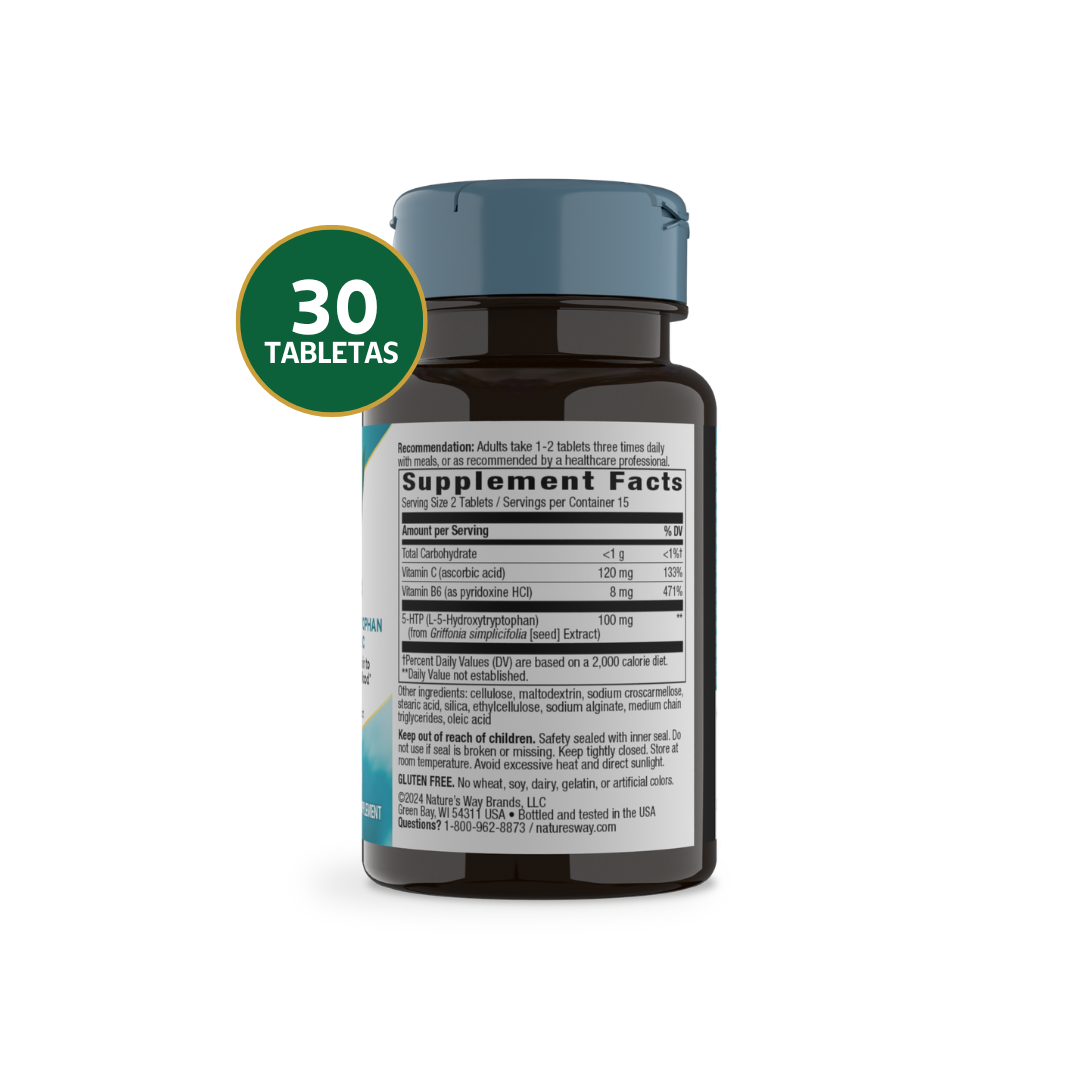 Nature's Way 5-HTP | 30 Tabletas · Estado de Ánimo, Sueño y Bienestar Mental