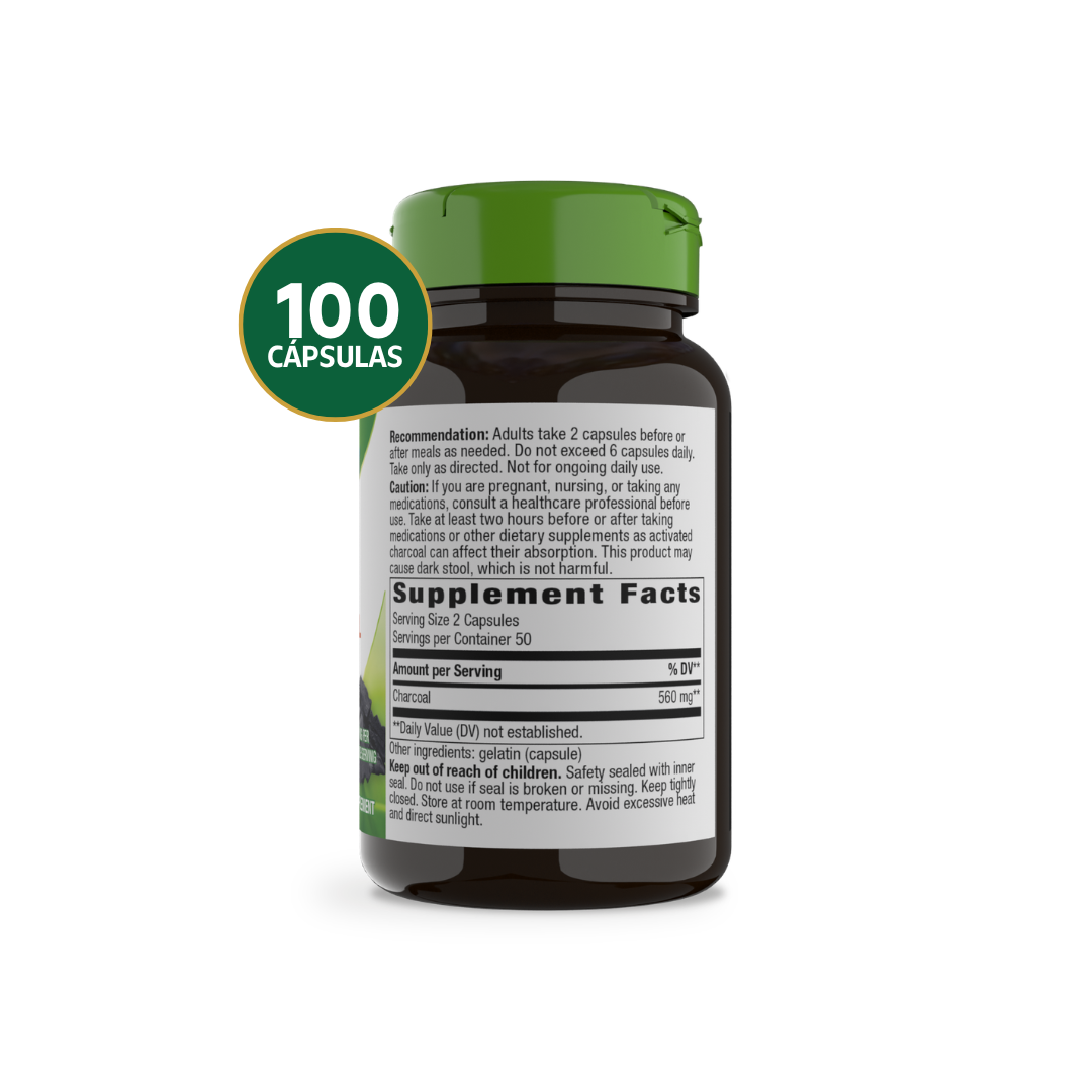 Nature's Way Carbón Activado | 100 Cápsulas · Detox Digestivo y Antitoxinas