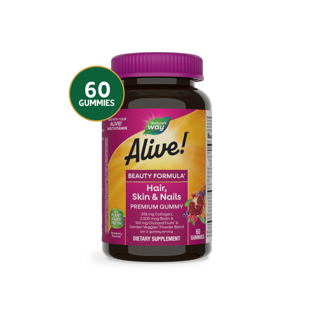 Nature's Way Alive! Cabello, Piel y Uñas Premium | 60 Gomitas · Biotina + Colágeno