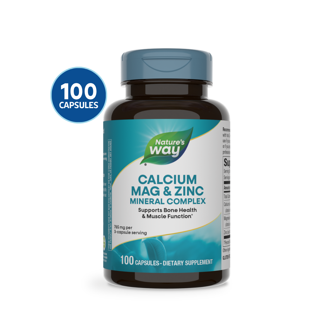 Nature’s Way Calcium Magnesium Zinc 100 Cápsulas | Calcio, Magnesio y Zinc