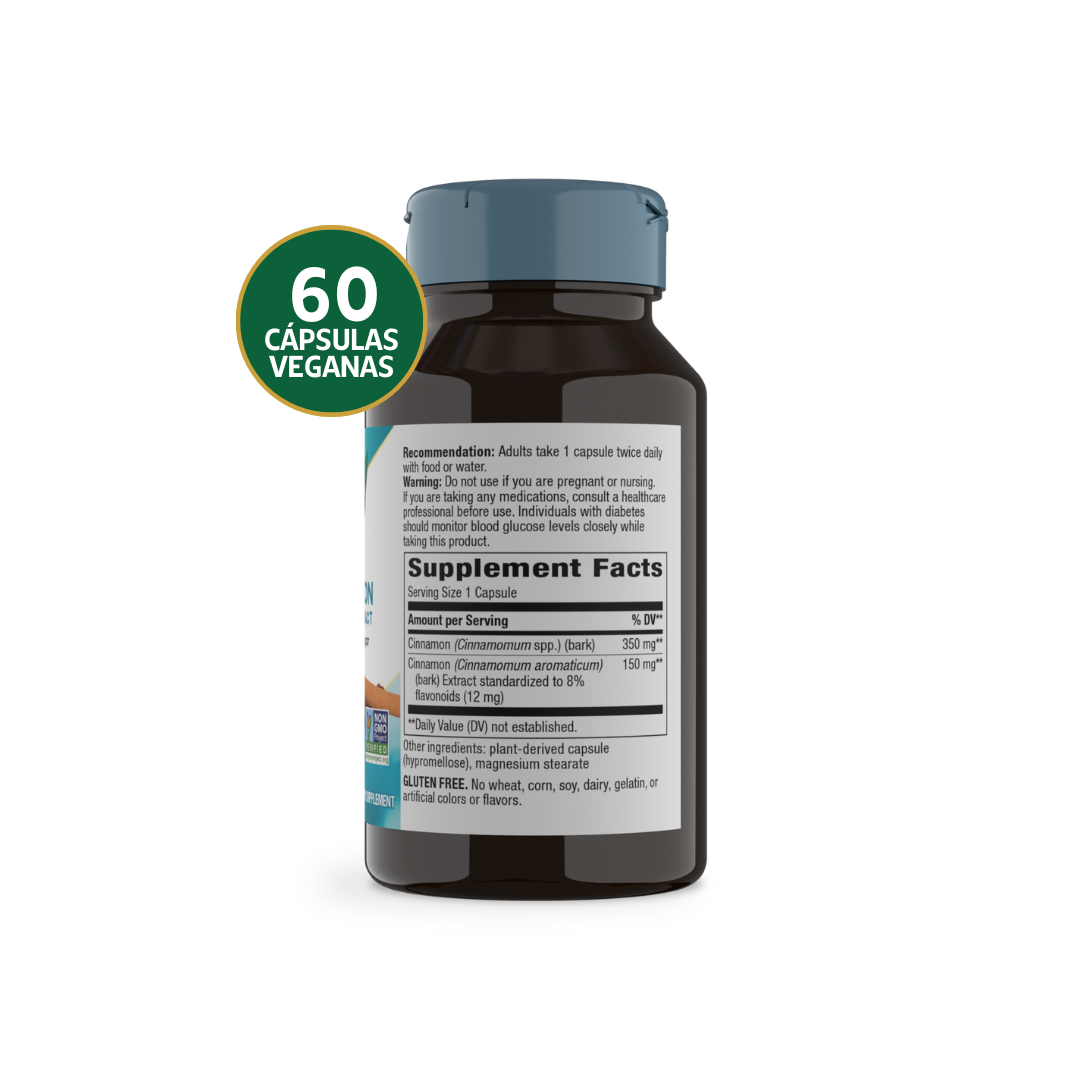 Nature's Way Canela Extracto Premium | 60 Cápsulas Veganas · Glucosa y Metabolismo
