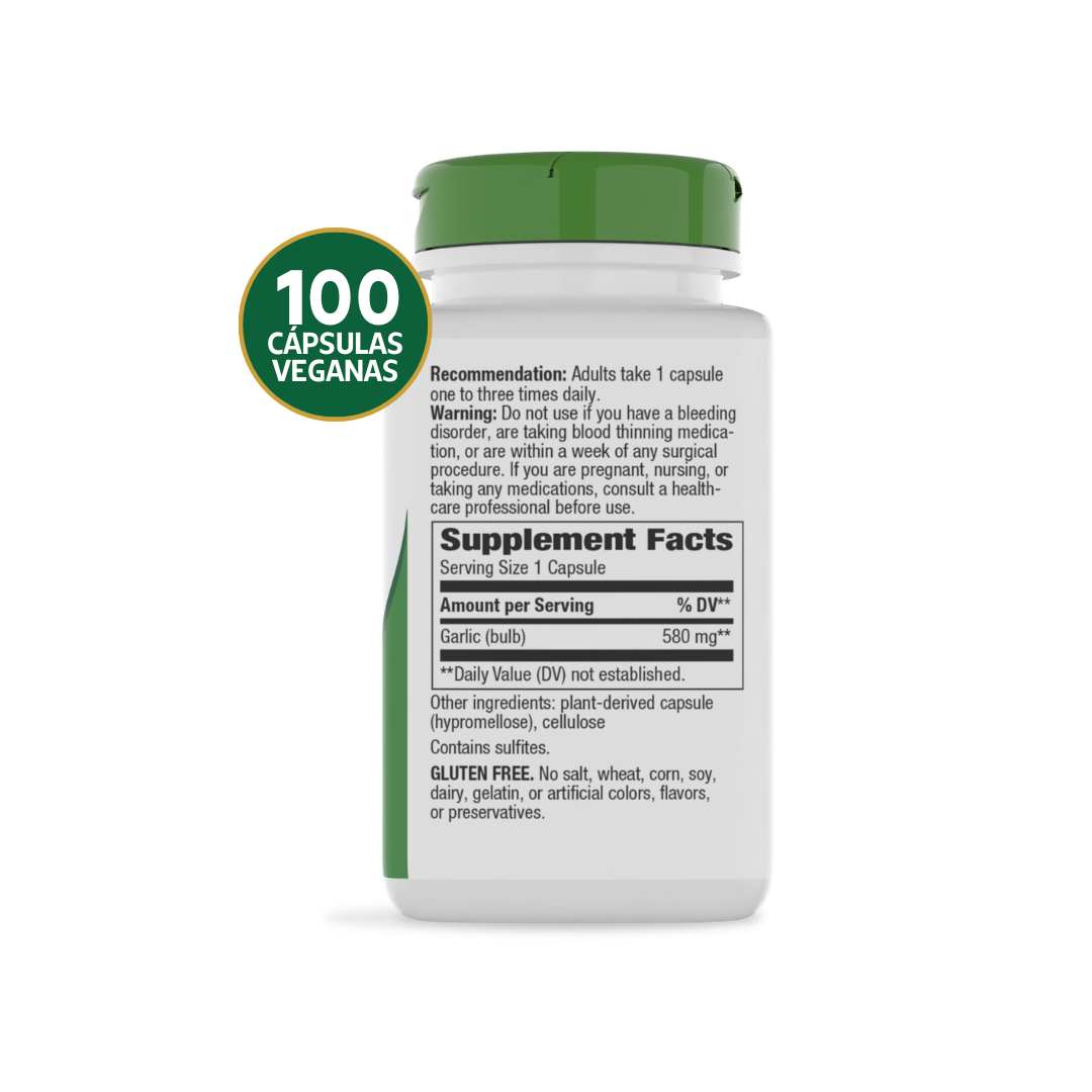 Nature's Way Ajo Bulbo 580 mg | 100 Cápsulas · Cardiovascular y Sistema Inmune