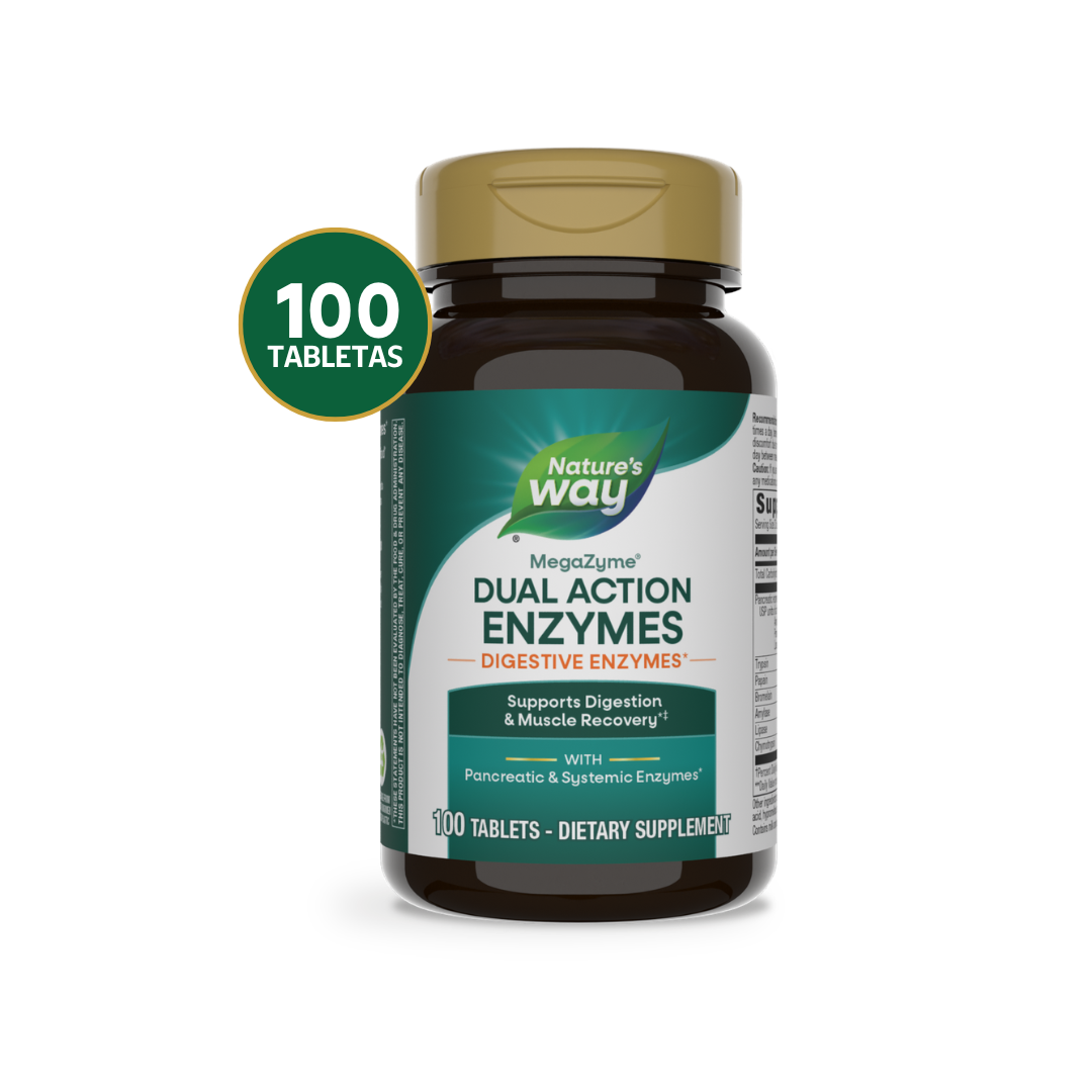 Nature's Way Dual Action Enzimas Digestivas | 100 Tabletas · Digestión y Bienestar