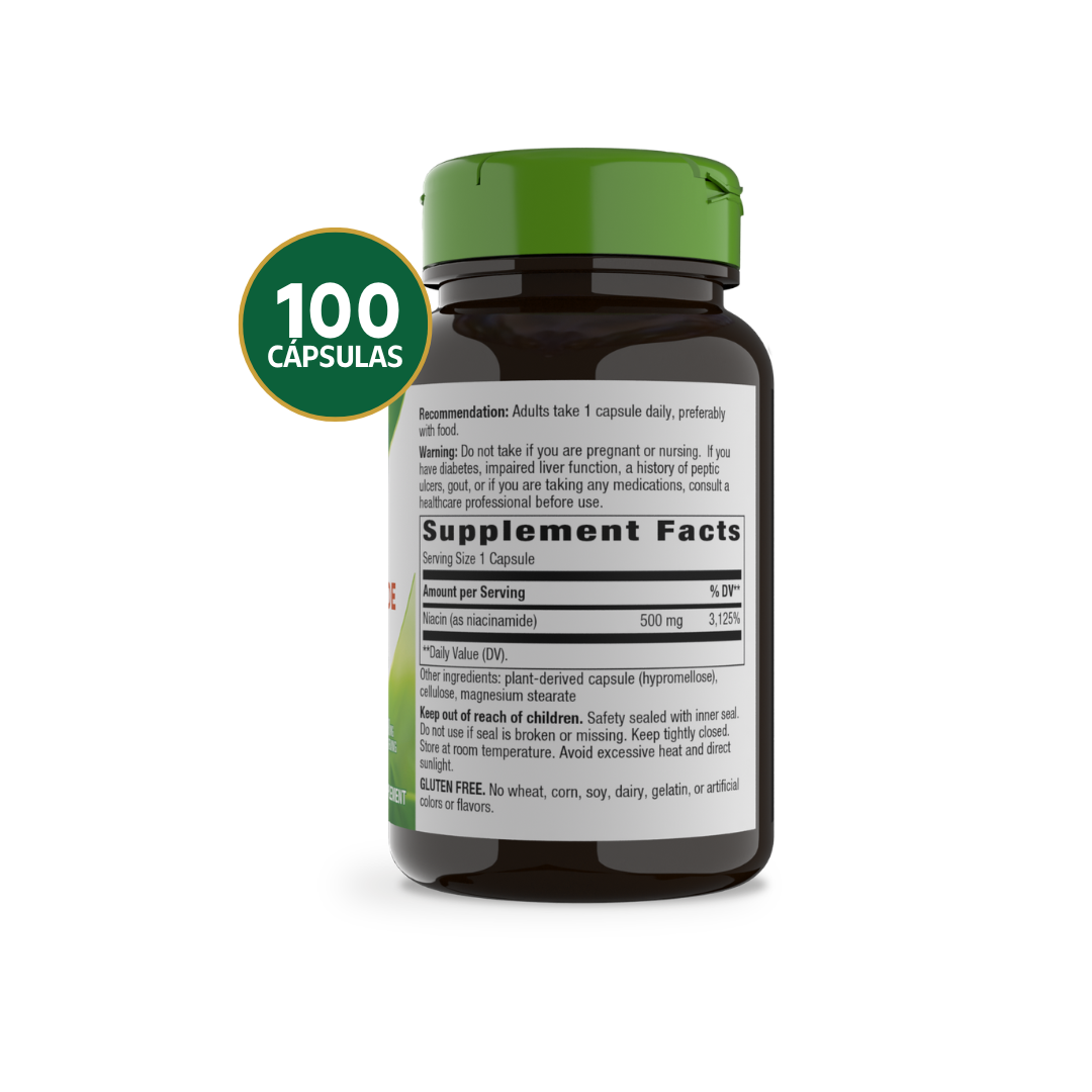 Nature's Way Niacinamida 500 mg | 100 Cápsulas · Vitamina B3 sin Sofocos