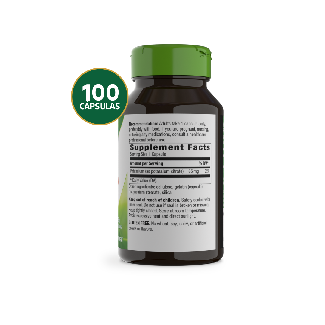 Nature's Way Potasio 85 mg | 100 Cápsulas · Equilibrio Electrolítico Cardiovascular