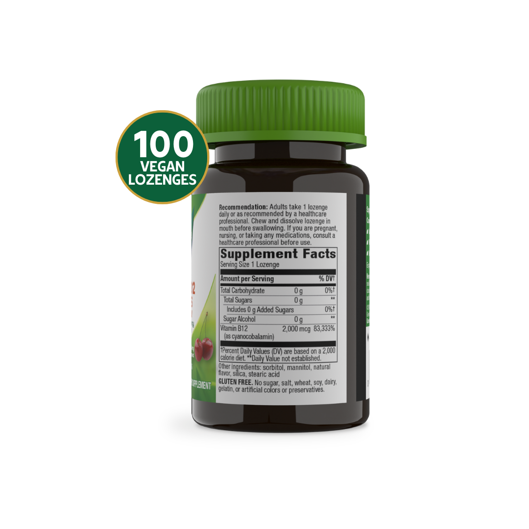 Nature's Way Vitamina B12 Pastillas Sublinguales 2.000 mcg | 100 Lozenges · Energía Nervioso